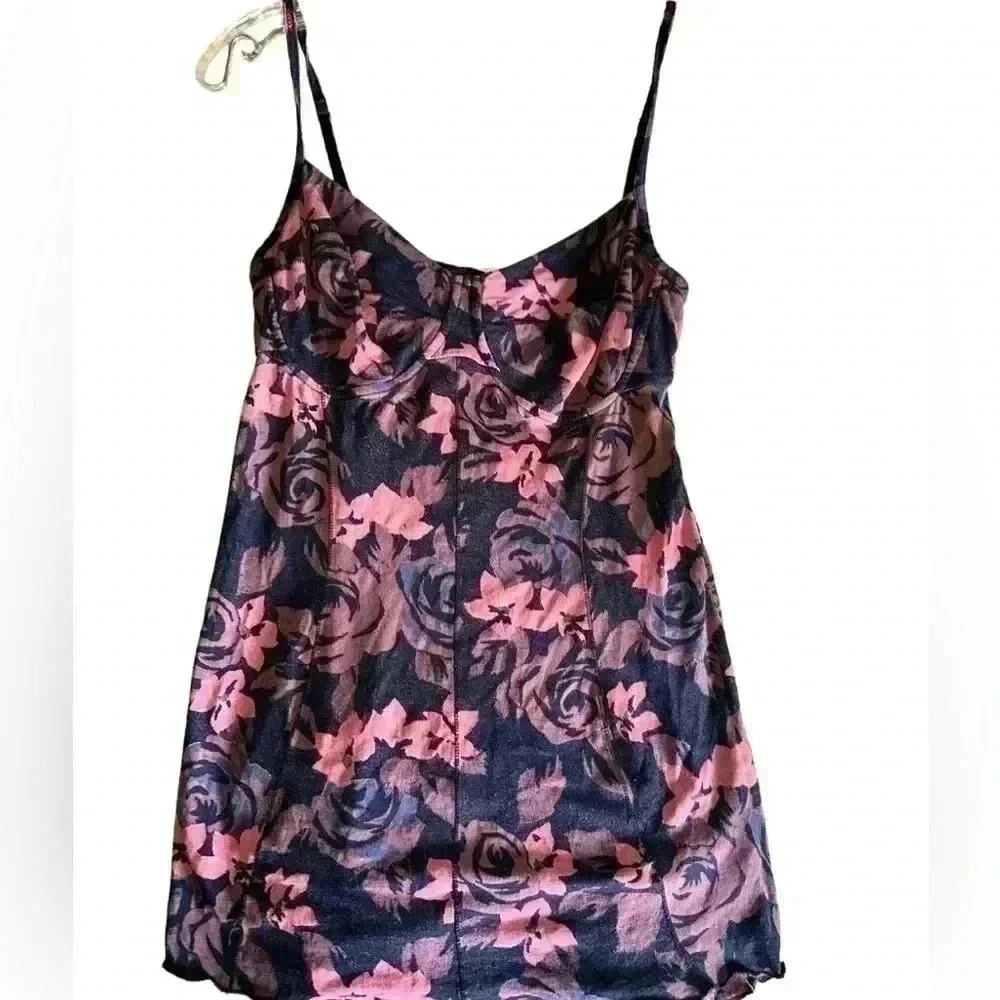 Wilfred Aritzia Medium Black Floral Corset Bustier Style Tank Top Camisole Guc.